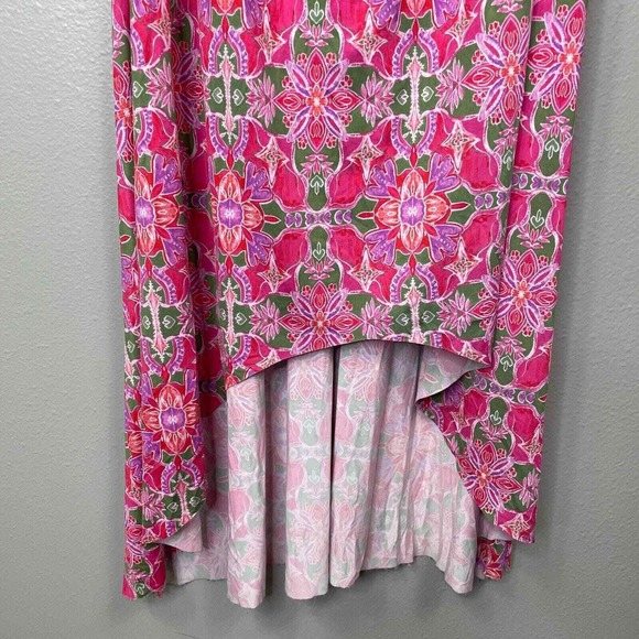 Misa Carlotta Dress Womens XL Pink Cutout Hi-Low Hem Short Sleeve Geometric Maxi - Picture 6 of 16